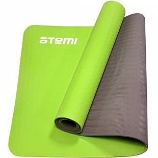 Гимнастический коврик для йоги, фитнеса Atemi AYM01TPE TRE 173х61х0,4 см grey/green