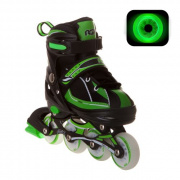 Раздвижные роликовые коньки RGX Fantom Green (светящиеся колеса)