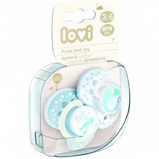 Пустышка силиконовая LOVI Pride&Joy симметричной формы, динамическая, 3-6 мес., 2 шт. (22/845boy)