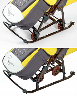 Санки-коляска RT Скользяшки Мозаика 0904-Р14 yellow/brown/beige