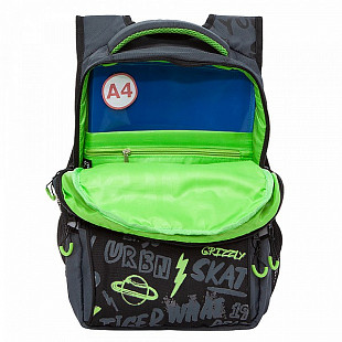 Рюкзак школьный GRIZZLY RB-150-3 /2 black/light green