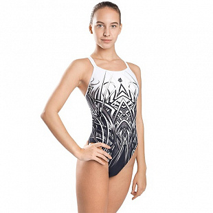 Купальник спортивный женский Mad Wave Leaf black/white