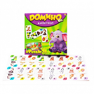 Развивающая игрушка Рыжий Кот Животные Домино + пазлы ИН-6757