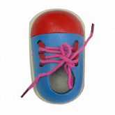 Деревянная игрушка Рыжий Кот Шнуровка объемная Ботинок 10 см ИД-9928