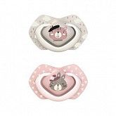 Пустышка Canpol babies Bonjour Paris Силиконовая Симметричная 18+ мес., 2 шт. (22/649_pin) pink