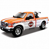 Масштабная модель автомобиля Maisto 1:24 HD Форд F-350 Супердьюти пикап (1999) с мотоциклом  в ассортименте (32172)