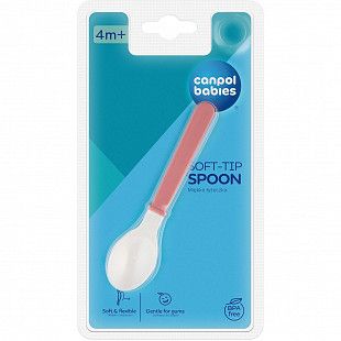 Ложка для кормления Canpol babies с мягким окончанием 4м+ 2/938_new pink