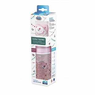 Набор Canpol babies Бутылочка для кормления 240 мл + Силиконовая пустышка ортодонтическая 0164_pin Pink