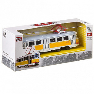 Инерционная машина Play Smart трамвай Автопарк 6411B white/yellow