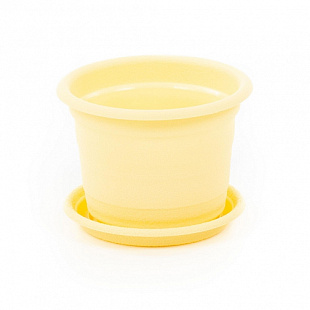 Горшок цветочный Полесье Ксения №1 с поддонником 0,25 л 73716 Light Yellow