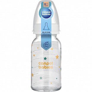 Стеклянная бутылочка для кормления Canpol babies TOYS с узким горлышком 120 мл., 3 мес.+ (42/202_white)