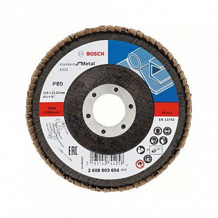 Круг лепестковый конический Bosch 11,5x2,22 см K80 2608603654
