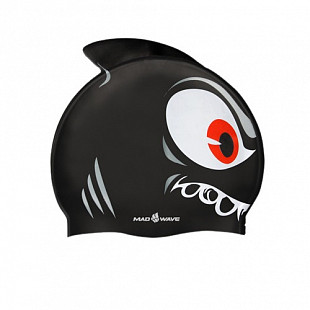Шапочка для бассейна (плавания) детская Mad Wave Shark Silicone black
