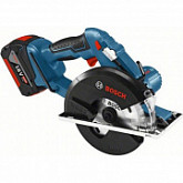 Аккумуляторная циркулярная пила Bosch GKM 18 V-LI (18,0 В, 2 акк., 4,0 А/ч, Li-Ion, 136х2 см сталь до 5 см) 06016A4000