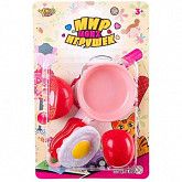 Набор  посуды и продуктов YAKO "Нарезаем продукты и готовим", серия Мир micro Игрушек Д88714 pink