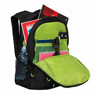 Городской рюкзак GRIZZLY RU-031-1 /1 black/light green