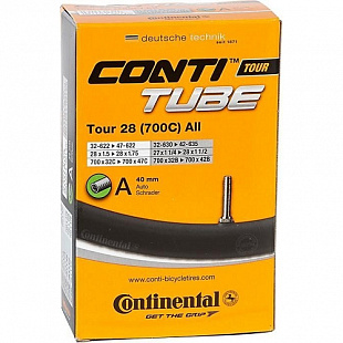 Велокамера Continental Tour 28All, 28х1.5-1.75" (700х32-47C), авто ниппель 40 мм, 170 г, 01820010000