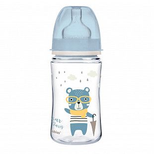 Антиколиковая бутылочка для кормления Canpol babies Easy Start BONJOUR PARIS с широким горлышком 240 мл., 3 мес.+ (35/232_blu) blue