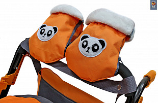 Санки-коляска Snow Galaxy City-2-1 Панда Надувные колёса orange