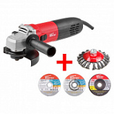 Одноручная углошлифмашина Wortex AG 1213-3 E + 3 круга и 1 щетка AG12133E00013A1