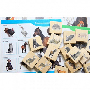 Лото деревянное Десятое Королевство "Домашние и дикие животные" 02667 