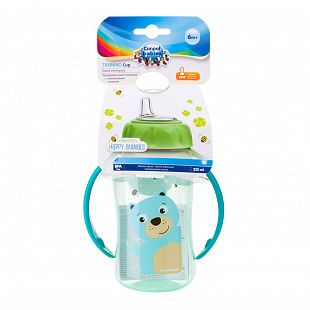 Поильник Canpol babies CUTE ANIMALS с ручками и силиконовым носиком 6м+ 320мл (56/512_tur) turquoise