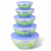Набор стеклянных салатниц с крышками Irit GLSA-5-003 blue