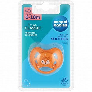 Пустышка Canpol babies Cute Animals Латексная Круглая 6-18 мес. (22/594_new) orange
