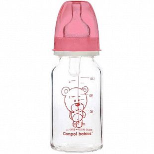 Стеклянная бутылочка для кормления Canpol babies NIGHT DREAMS с узким горлышком 120 мл., 3 мес.+ (42/102) pink