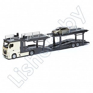 Автовоз Bburago Mercedes Benz Actros + машинка Bburago VW Polo GTI Mark 5 (18-31456/18-31458) beige