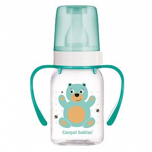 Бутылочка для кормления Canpol babies CUTE ANIMALS с ручками и узким горлышком 120 мл., 3 мес.+ (11/823) turquoise