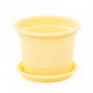 Горшок цветочный Полесье Ксения №4 с поддонником 1.25л 73839 Yellow