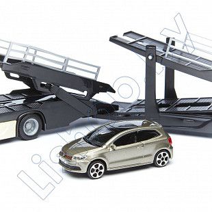 Автовоз Bburago Mercedes Benz Actros + машинка Bburago VW Polo GTI Mark 5 (18-31456/18-31458) beige