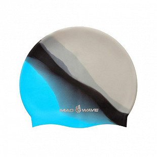 Шапочка для бассейна (плавания) взрослая Mad Wave Multi Adult black/blue/gray