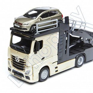 Автовоз Bburago Mercedes Benz Actros + машинка Bburago VW Polo GTI Mark 5 (18-31456/18-31458) beige