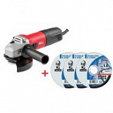 Одноручная углошлифмашина Wortex AG 1210-1 + 3 отрезных круга Norton AG1210100013A2
