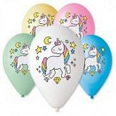 Шар с рисунком ДР Единорог 5 цветов 12" 1103-1643