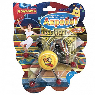 Игрушка Bondibon Чудики Сползает по стеклу Акробат Смайл ВВ4280 yellow