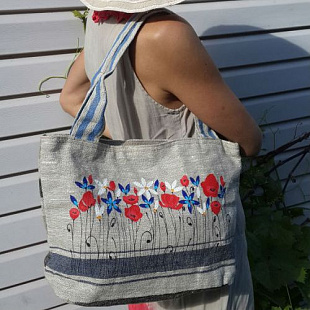 Сумка-лодочка из льна