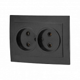 Розетка Юпитер 2-ая Стандарт RS 16-237 Ч без заземления black JP7423-04