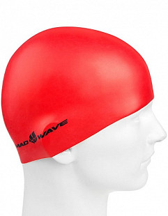 Шапочка для бассейна (плавания) взрослая Mad Wave Metal Silicone Solid red