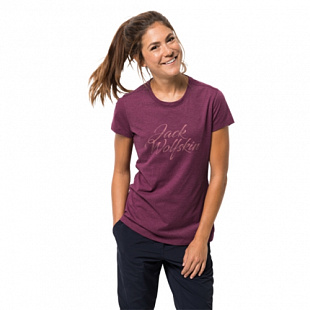 Футболка женская Jack Wolfskin Brand T W wild berry