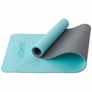 Гимнастический коврик для йоги, фитнеса Starfit FM-201 TPE mint/grey (173x61x0,6)