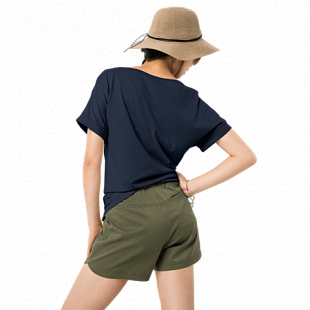 Футболка женская Jack Wolfskin Tropical Leaf T W midnight blue