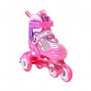 Раздвижные роликовые коньки RGX Yuppie Pink (светящиеся колеса)