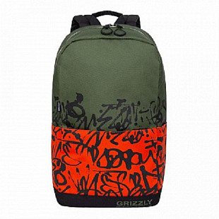 Городской рюкзак GRIZZLY RQ-010-2 /2 khaki/orange/black