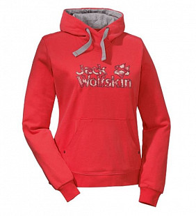 Джемпер женский Jack Wolfskin High Density Logo Hoody Women red