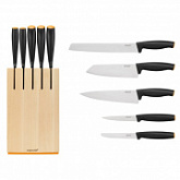 Набор ножей Essential Fiskars 5 шт. с деревянным блоком 1014211