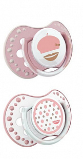 Набор Lovi Retro Baby Пустышка силиконовая 3-6 мес 2шт + Держатель 0144 Girl