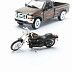 Масштабная модель автомобиля Maisto 1:24 HD Форд F-350 Супердьюти пикап (1999) с мотоциклом  (32181) black/orange